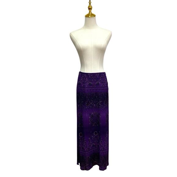 VINTAGE Carole Little Purple Crinkled Rayon Paisley Skirt & Top Set size 10P - Picture 5 of 14